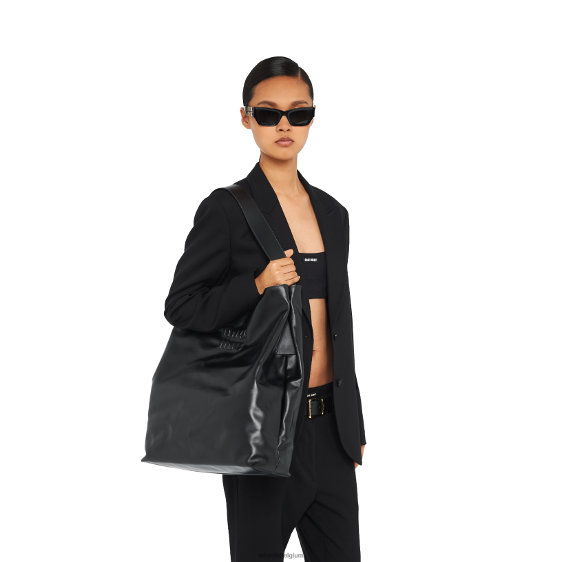 Miu Miu zwartleren schoudertas N8F6L101 verzameling