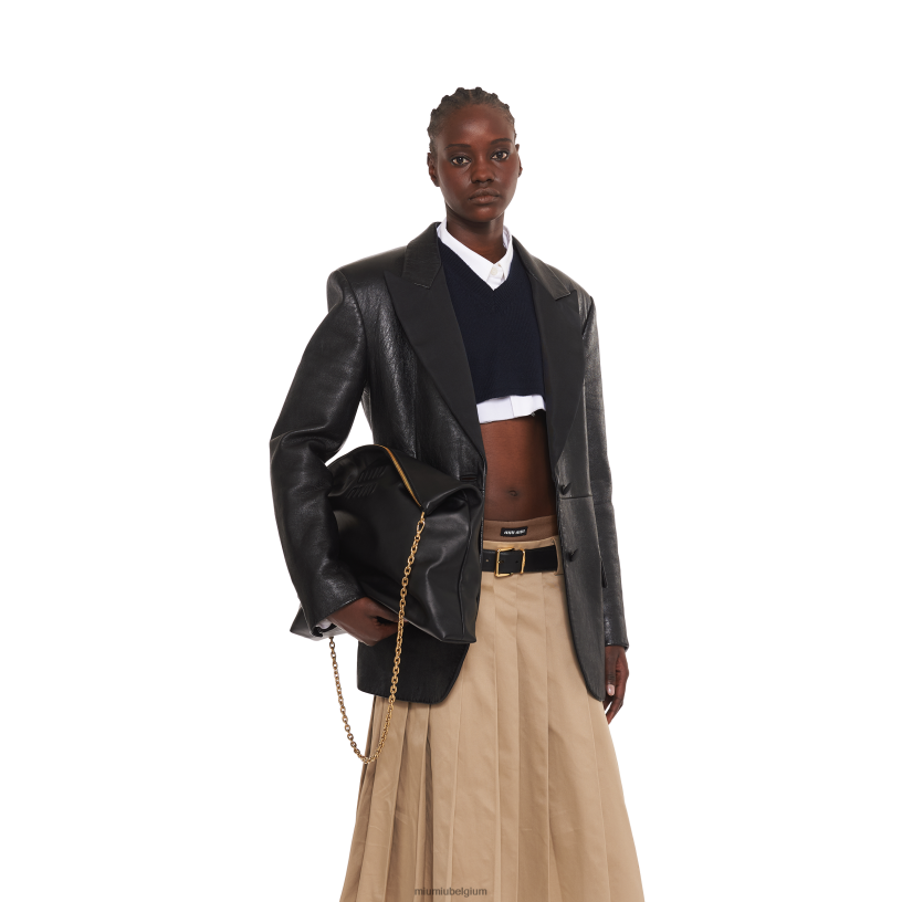 Miu Miu zwartleren schoudertas N8F6L96 verzameling