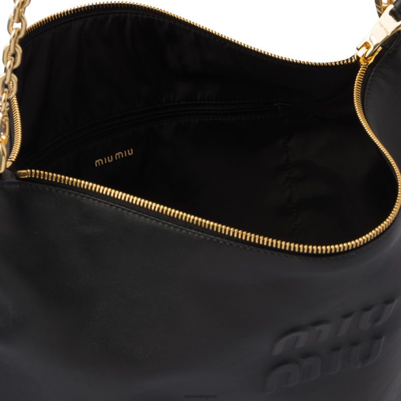 Miu Miu zwartleren schoudertas N8F6L96 verzameling