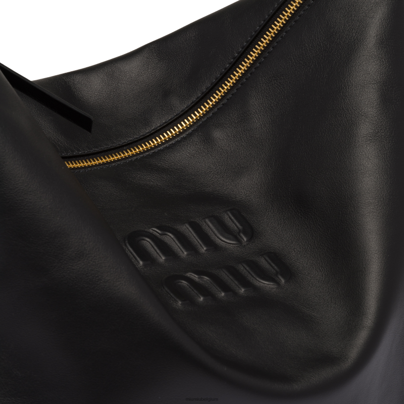 Miu Miu zwartleren schoudertas N8F6L96 verzameling