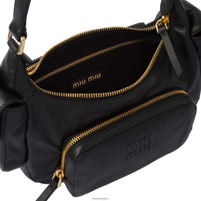Miu Miu zwartnappa lederen zak tas N8F6L84 verzameling