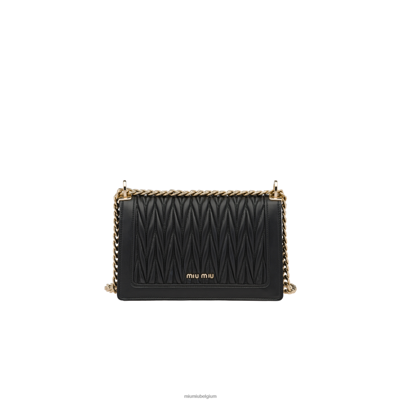 Miu Miu zwartvertrouwelijk gematelasseerde nappa lederen tas N8F6L117 verzameling